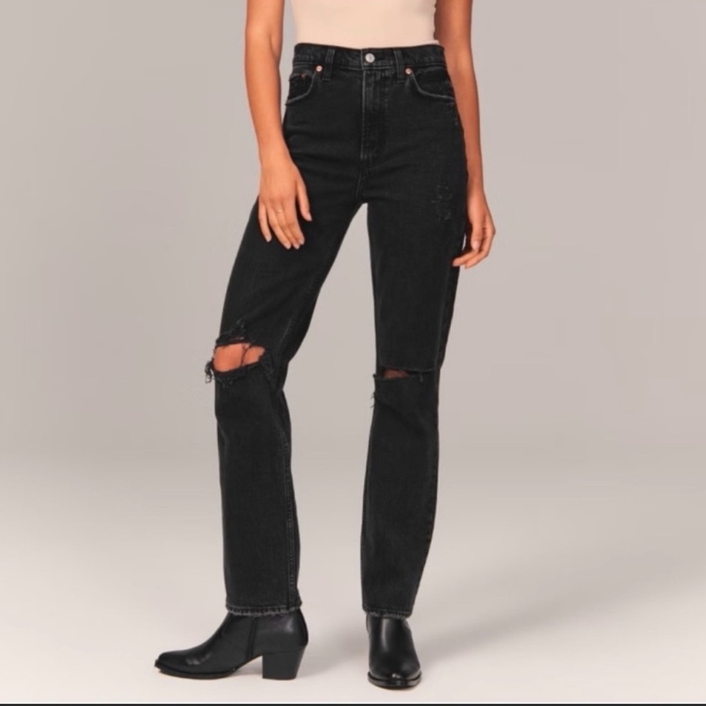 Abercrombie & Fitch The 90s Straight Ultra High Rise Distressed Jeans size 6 28